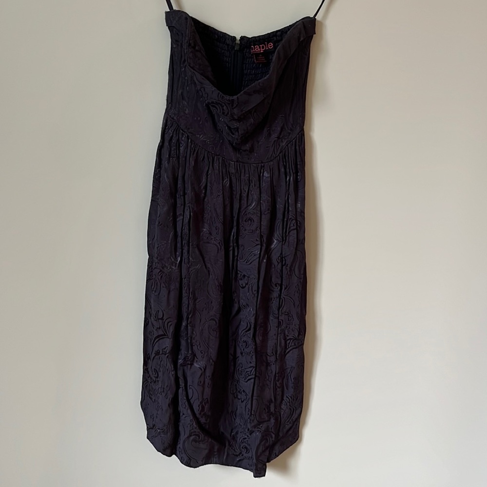 Anthropologie Strapless Navy Floral Dress Size 0
